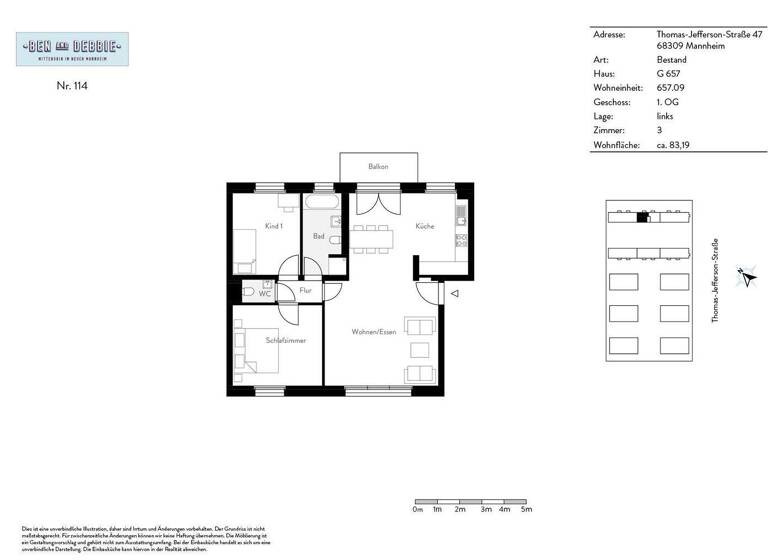 Wohnung zur Miete 1.040 € 3 Zimmer 83,2 m² 1. Geschoss frei ab 01.03.2026 Käfertal Mannheim 68309
