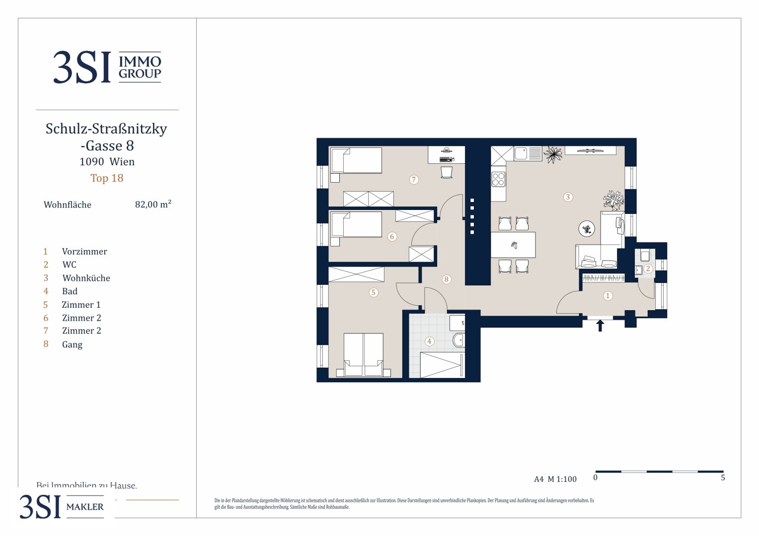 Wohnung zum Kauf 699.000 € 4 Zimmer 82 m²<br/>Wohnfläche 4.<br/>Geschoss Schulz-Straßnitzki-Gasse 8 Wien 1090