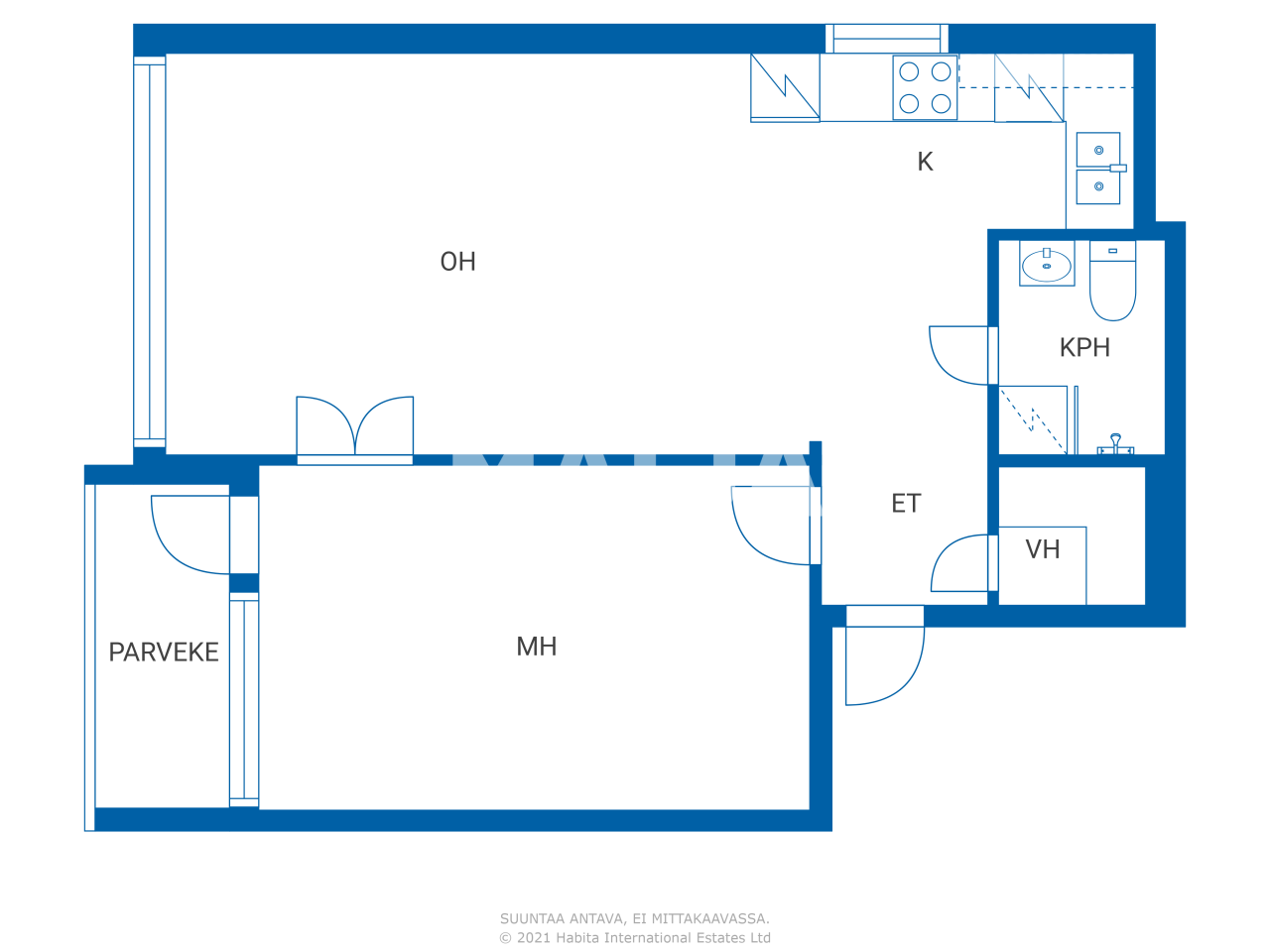 Studio zum Kauf 215.000 € 2 Zimmer 50 m²<br/>Wohnfläche 1.<br/>Geschoss Kivalterintie 22 Helsinki 00640