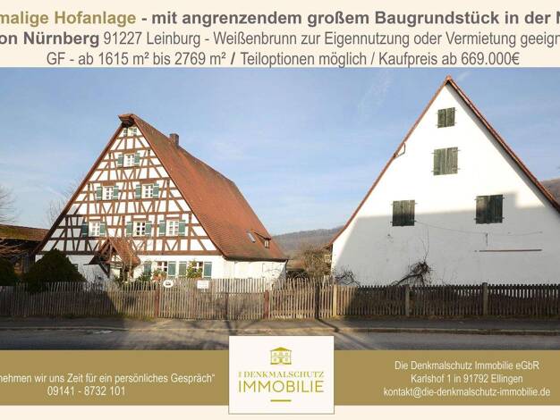 Bauernhaus zum Kauf 949.000 € 1 Zimmer 343,3 m² 2.769 m² Grundstück Weißenbrunn Leinburg 91227