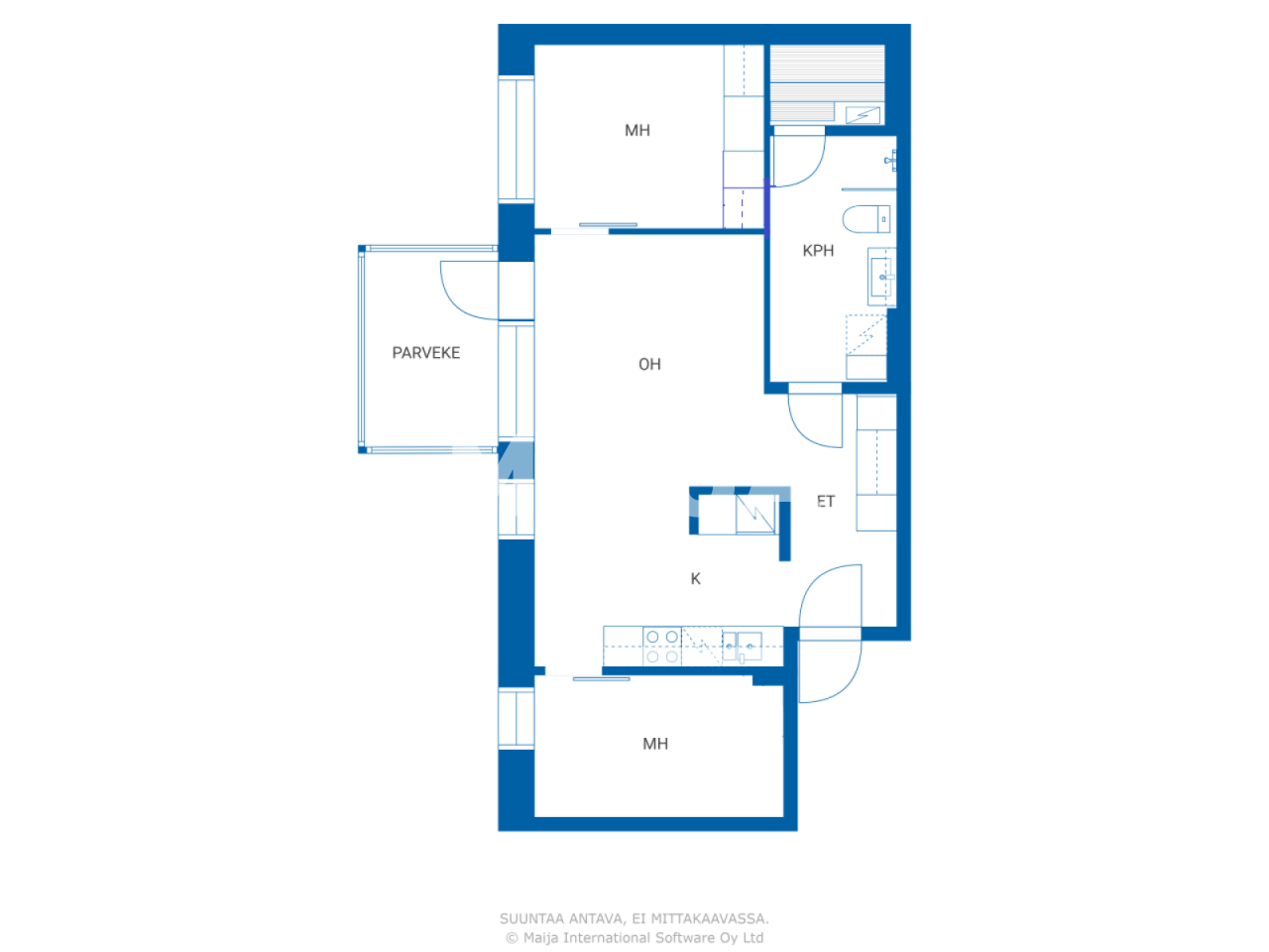 Studio zum Kauf 415.000 € 3 Zimmer 61,5 m²<br/>Wohnfläche 6.<br/>Geschoss Sahanmäenkuja 3 Helsinki 00520