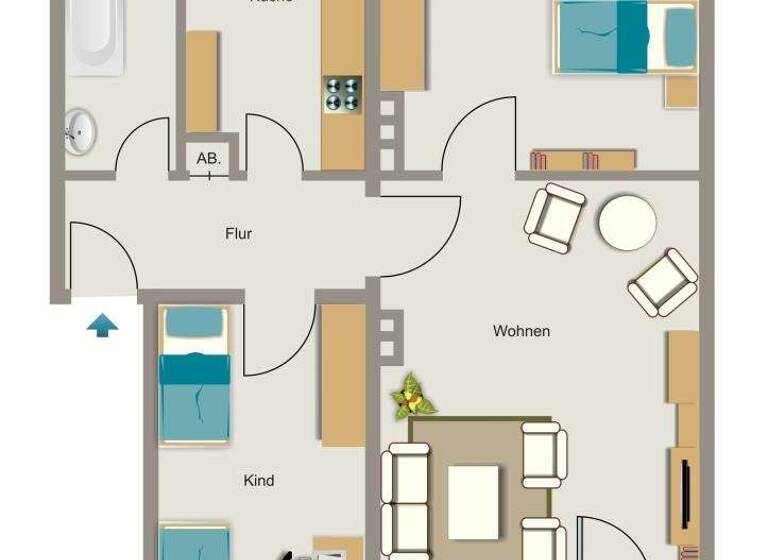 Wohnung zur Miete 525 € 3,5 Zimmer 56,4 m² 1. Geschoss frei ab 01.05.2026 Memeler Straße 3 Overbruch Duisburg 47178