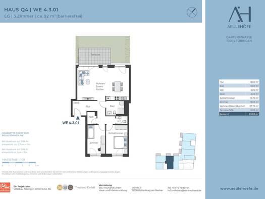Wohnung zur Miete 1.559 € 3 Zimmer 92 m² frei ab sofort Gartenstraße Innenstadt Tübingen 72074
