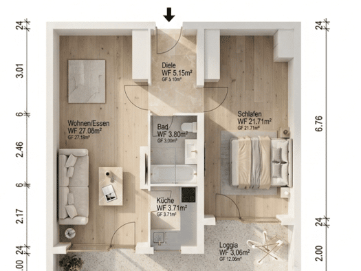 Wohnung zum Kauf als Kapitalanlage geeignet 175.000 € 2 Zimmer 66,7 m² Hattersheim Hattersheim 65795