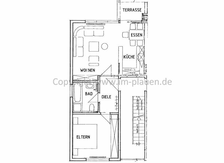 Terrassenwohnung zur Miete 434 € 2 Zimmer 54,9 m² frei ab sofort Kobitzschwalder Straße 33 Neundorf 08527