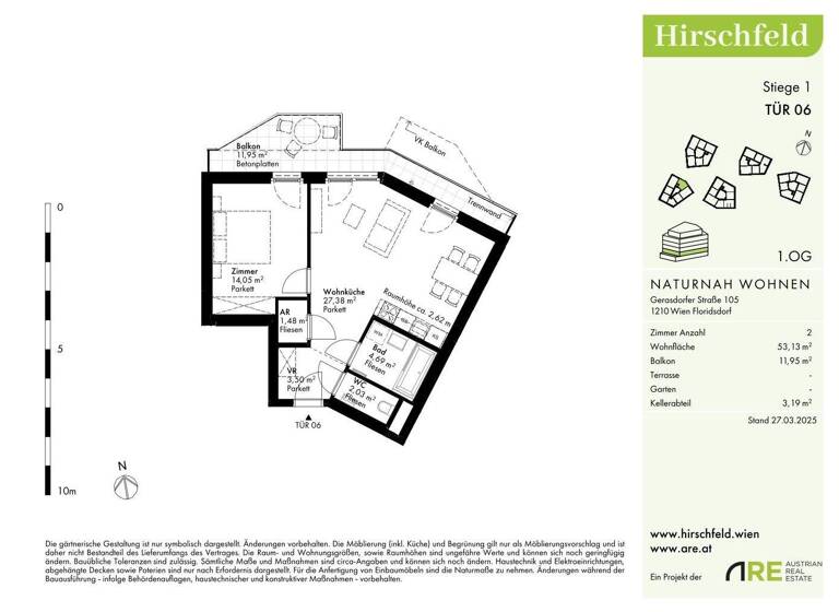 Wohnung zum Kauf - Erstbezug provisionsfrei 315.000 € 2 Zimmer 53,1 m² 1. Geschoss Wien 1210