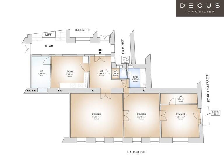 Wohnung zum Kauf provisionsfrei 464.000 € 3 Zimmer 127,1 m² 1. Geschoss Wien 1020