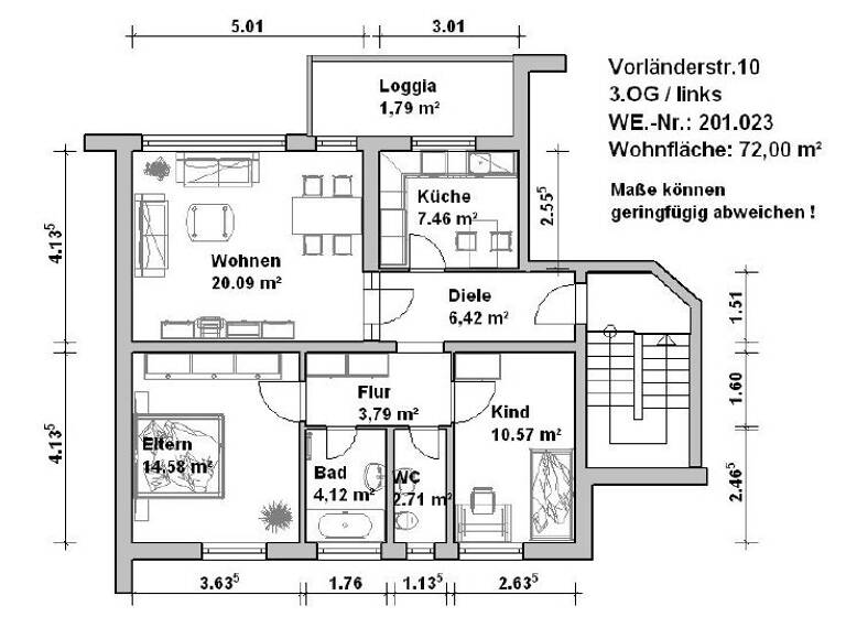 Wohnung zur Miete 725 € 3 Zimmer 72 m² frei ab sofort Vorlaenderstr. 10 Innenstadt Minden 32425