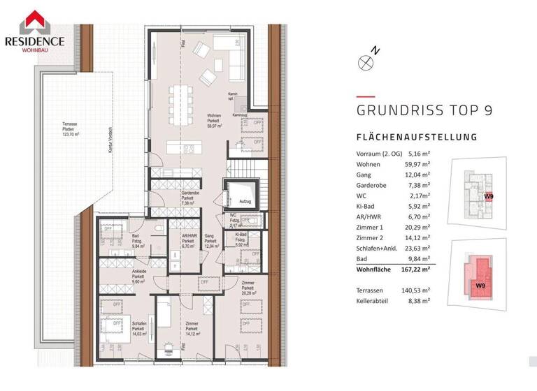 Penthouse zum Kauf - Erstbezug 2.480.000 € 4 Zimmer 167,2 m² 4. Geschoss Gaisbergstraße 67 Aigen I Salzburg 5020