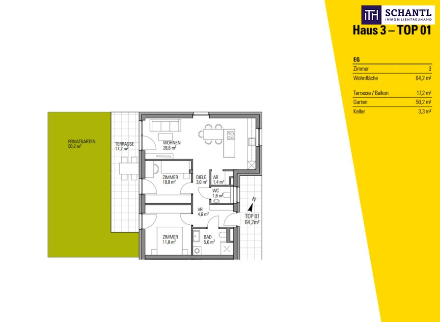 Wohnung zum Kauf provisionsfrei 265.900 € 3 Zimmer 64,2 m²<br/>Wohnfläche 2.<br/>Geschoss Zirbenweg Kalsdorf bei Graz 8401