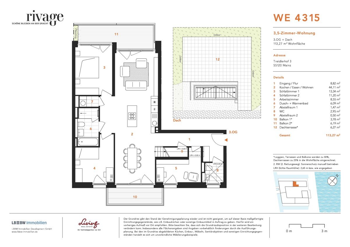 Wohnung zum Kauf 1.229.000 € 4 Zimmer 113,3 m²<br/>Wohnfläche 3.<br/>Geschoss Altstadt Mainz 55120