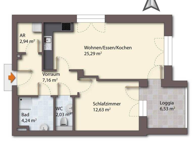 Terrassenwohnung zum Kauf 289.000 € 2 Zimmer 54,3 m² 1. Geschoss Lind Villach 9500