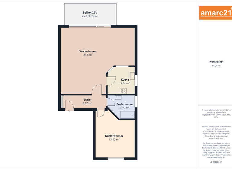 Wohnung zum Kauf 159.000 € 2 Zimmer 67 m²<br/>Wohnfläche 1.<br/>Geschoss Bismarckstraße 64 Düren Düren 52349