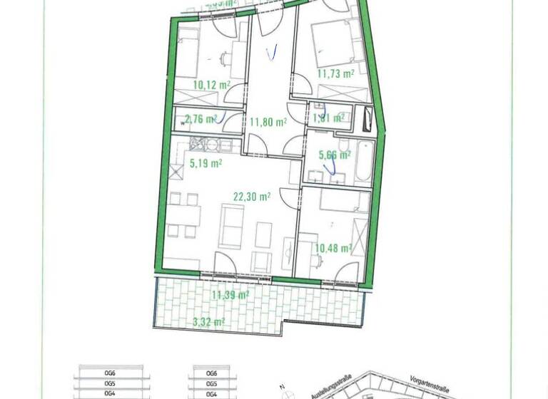 WG-Zimmer zur Miete 1.493 € 4 Zimmer 81,9 m² 3. Geschoss frei ab sofort Ausstellungsstraße Wien 1020