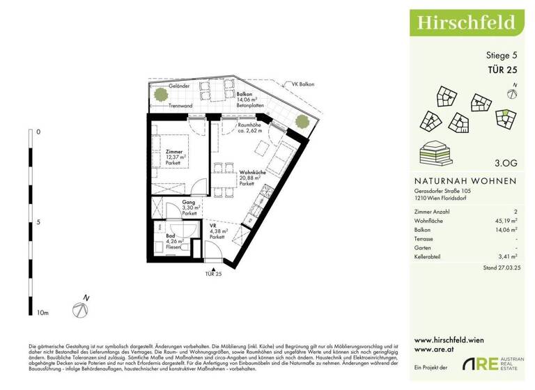 Wohnung zum Kauf - Erstbezug 280.000 € 2 Zimmer 45,1 m² 3. Geschoss Wien 1210