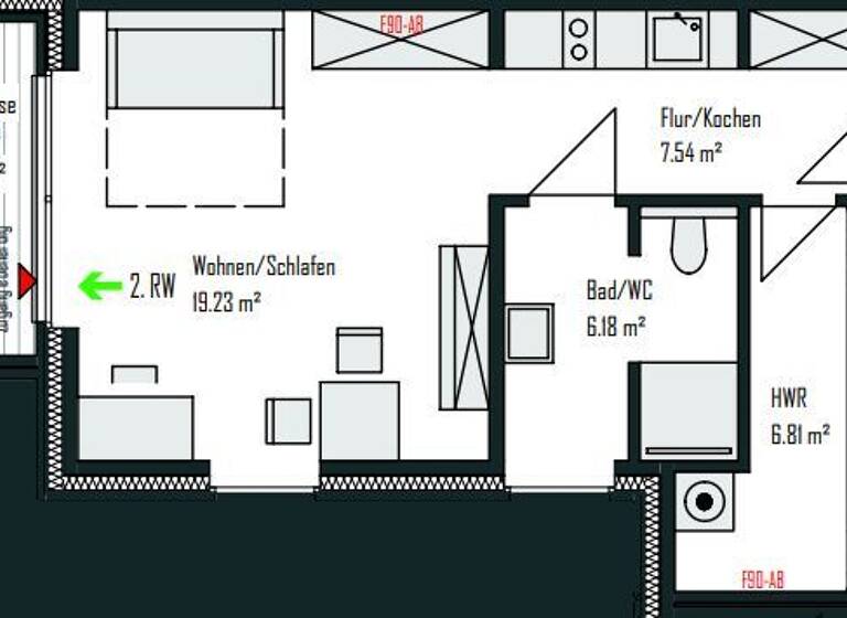 Wohnung zur Miete - Erstbezug 699 € 2 Zimmer 41,9 m² EG frei ab sofort Hubert-Korte-Straße 7 Voxtrup Osnabrück 49086