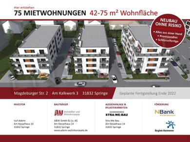Wohnung zur Miete nur mit Wohnberechtigungsschein 343 € 2 Zimmer 47,7 m² 3. Geschoss frei ab sofort Magdeburger Str. 2b Springe - Nord Springe 31832