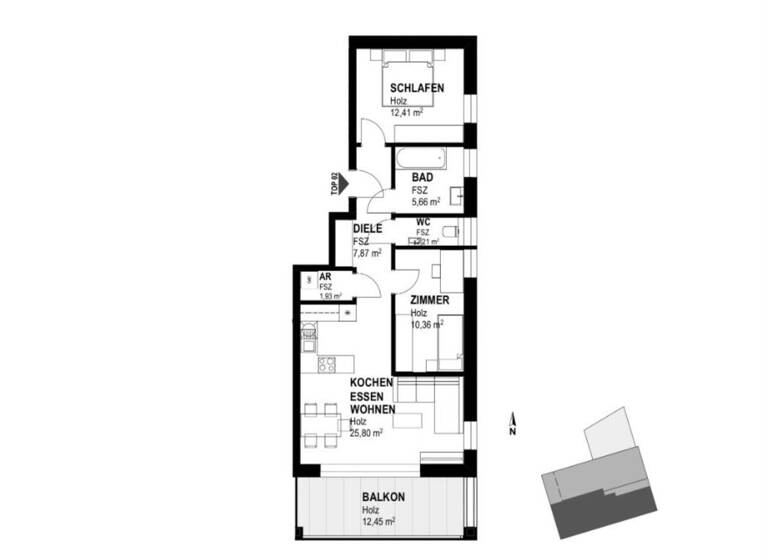 Wohnung zur Miete - Erstbezug 1.200 € 3 Zimmer 66,2 m² Ufer Linz 4030