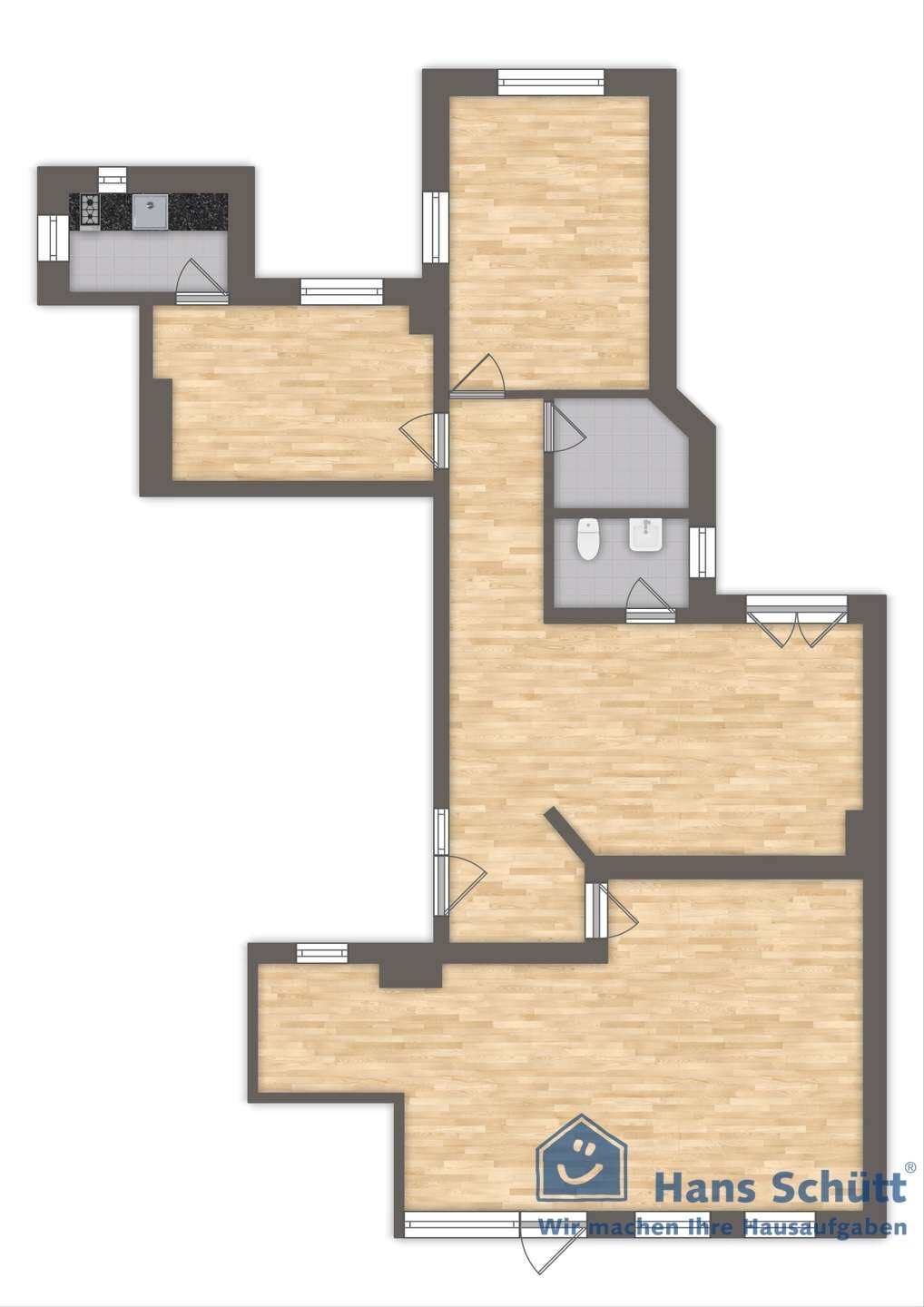 Bürofläche zur Miete 990 € 4 Zimmer 97 m²<br/>Bürofläche Blücherplatz Kiel 24105