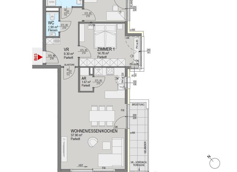 Wohnung zum Kauf - Erstbezug provisionsfrei 609.000 € 3 Zimmer 86,3 m² 1. Geschoss Sankt Peter Graz 8042