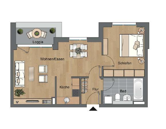 Wohnung zur Miete 595 € 2 Zimmer 54 m²<br/>Wohnfläche 1.<br/>Geschoss ab sofort<br/>Verfügbarkeit Dessauer Straße 1 Krämpfervorstadt Erfurt 99085