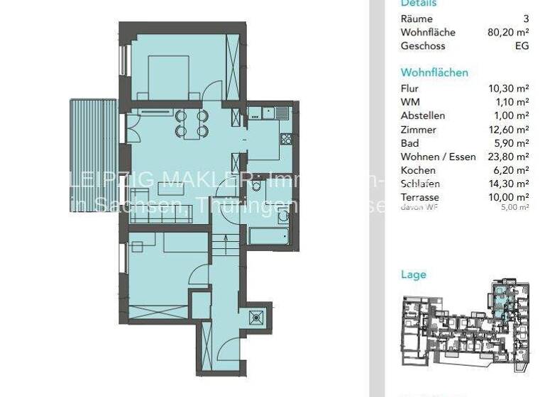 Wohnung zum Kauf 239.000 € 3 Zimmer 80,2 m² frei ab sofort Merseburg 06217