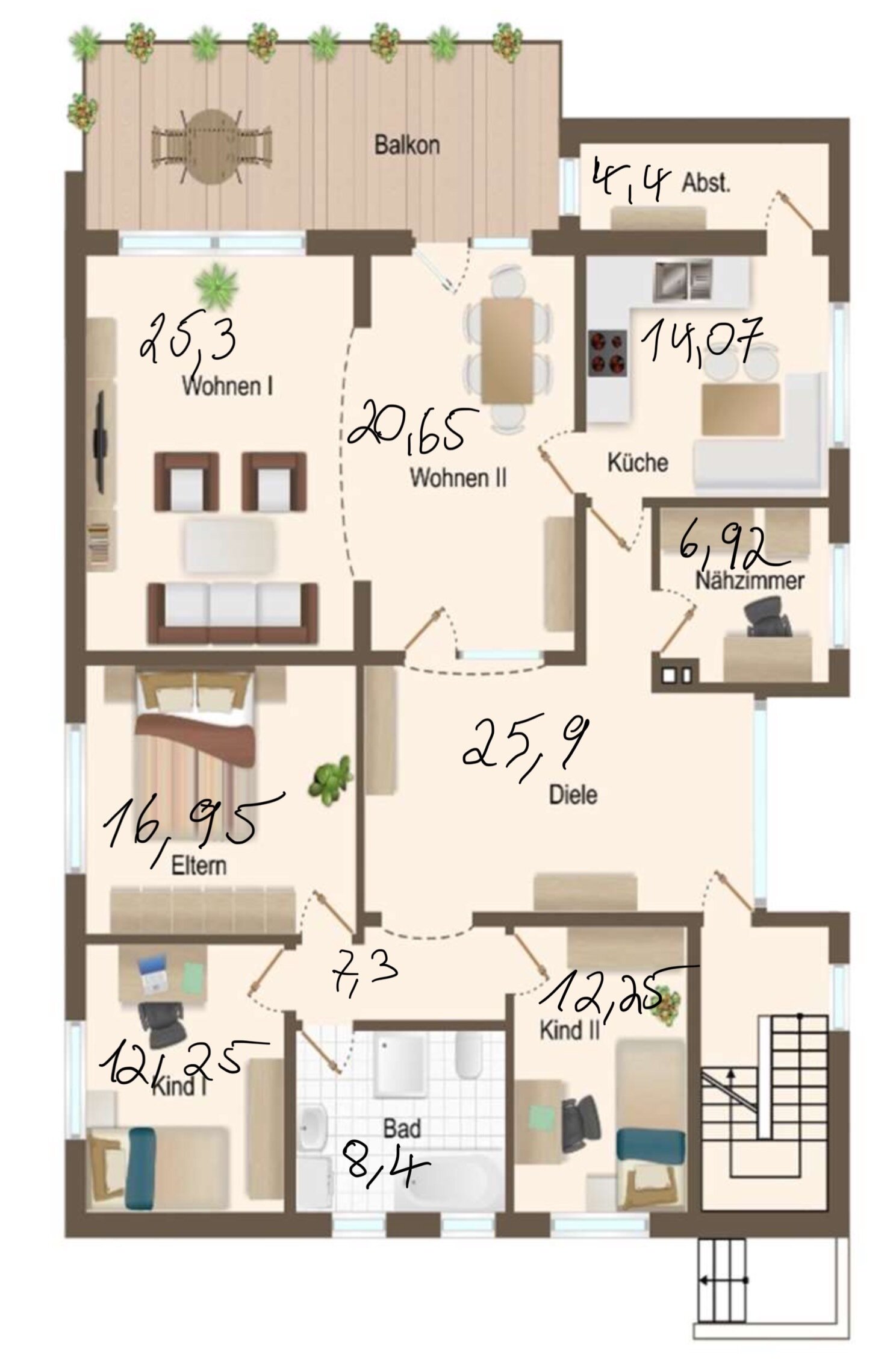 Wohnung zur Miete 1.280 € 5 Zimmer 155 m²<br/>Wohnfläche 1.<br/>Geschoss ab sofort<br/>Verfügbarkeit Ohlkenbergsweg 20 Damme-Ort Damme 49401