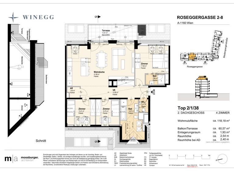Wohnung zum Kauf - Erstbezug 1.058.600 € 4 Zimmer 118,2 m² 7. Geschoss Roseggergasse 2-8 Wien 1160