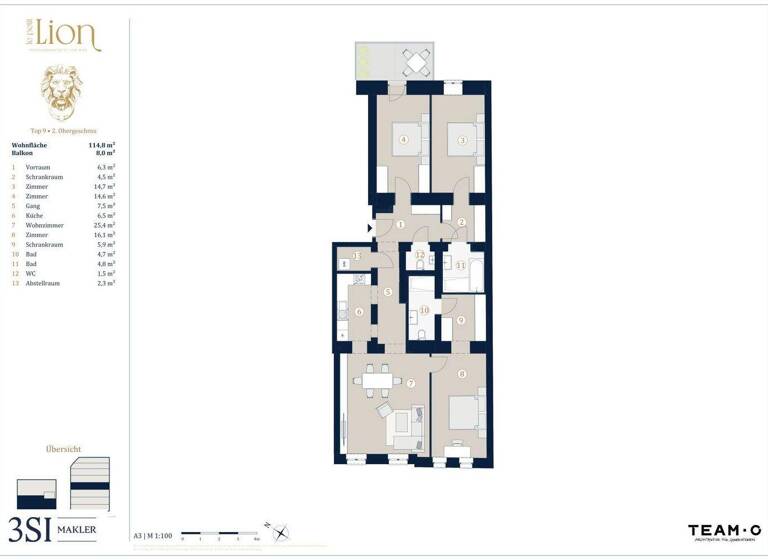 Wohnung zum Kauf - Erstbezug 1.170.000 € 4 Zimmer 114,8 m² 2. Geschoss Rotenlöwengasse 16 Wien 1090