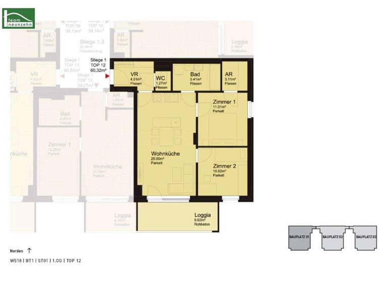 Wohnung zur Miete 657 € 3 Zimmer 60,5 m² 1. Geschoss frei ab 01.04.2026 Widerinstraße 18 St. Pölten 3100