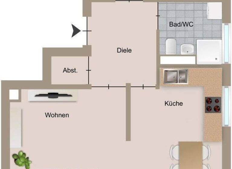 Wohnung zum Kauf 219.000 € 2,5 Zimmer 58 m² Rottenburg 72108