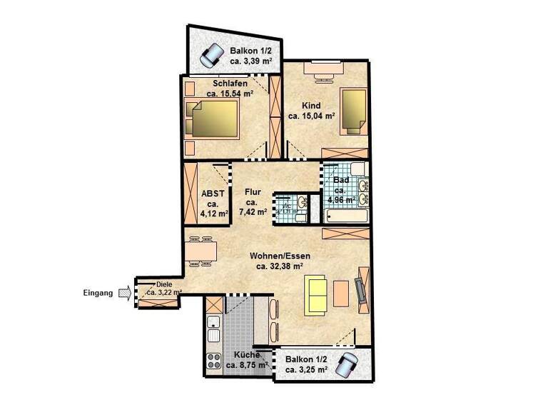 Wohnung zur Miete 990 € 3,5 Zimmer 98,6 m² 2. Geschoss Büchenbach Erlangen 91056