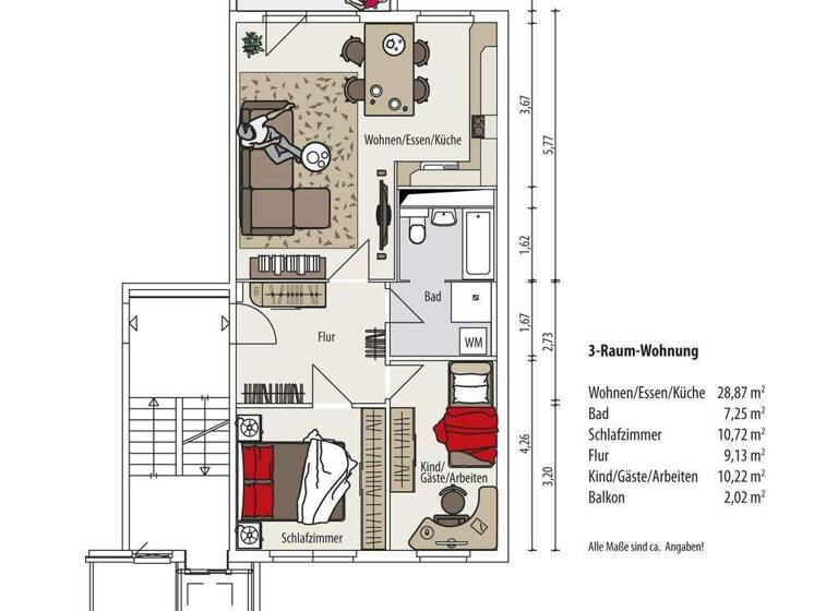 Wohnung zur Miete 401 € 3 Zimmer 68 m² EG Karl-Wetzel-Straße 76 Lusan Gera 07549