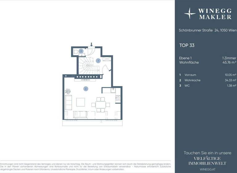 Wohnung zum Kauf 599.000 € 2,5 Zimmer 70,1 m² 4. Geschoss Schönbrunner Straße 22-24 Wien 1050