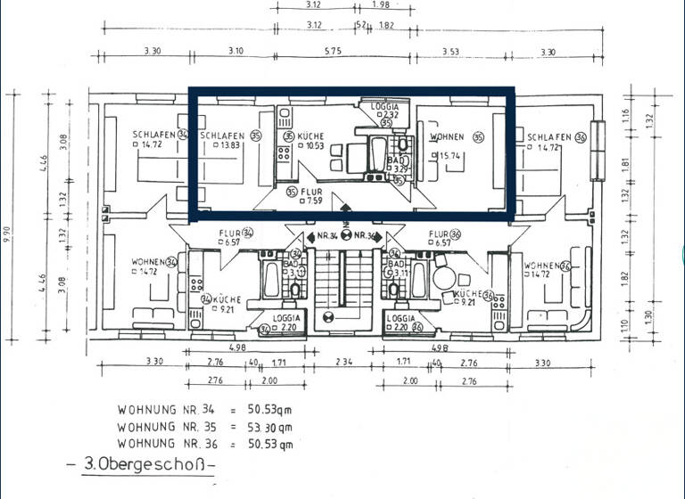 Wohnung zum Kauf 105.000 € 2 Zimmer 53 m² 3. Geschoss Geestemünde Bremerhaven 27570