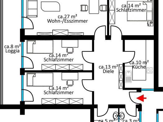 Wohnung zum Kauf 340.000 € 4 Zimmer 108 m² 1. Geschoss Rüsselsheim Rüsselsheim am Main 65428