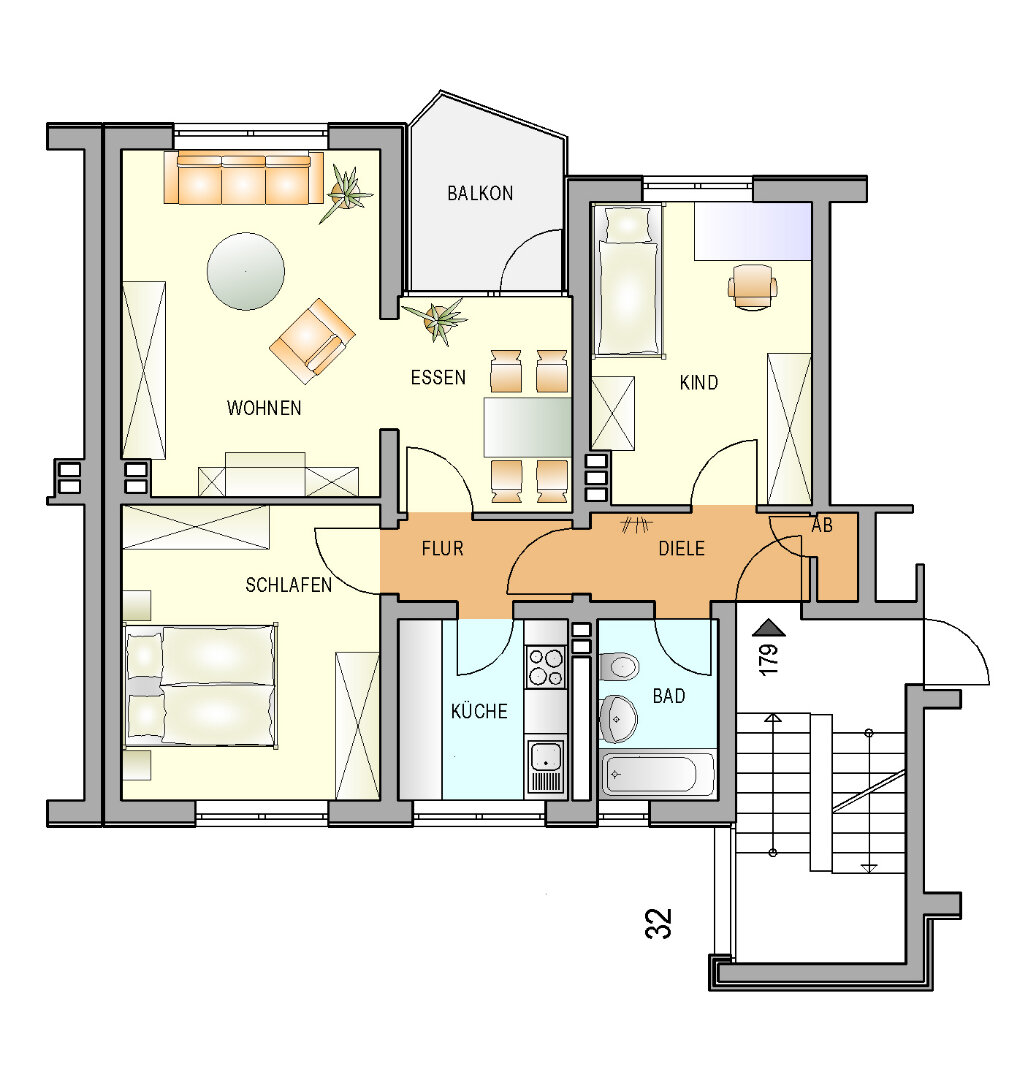 Wohnung zur Miete 449 € 3 Zimmer 67 m²<br/>Wohnfläche 3.<br/>Geschoss 01.05.2025<br/>Verfügbarkeit Dresdner Straße 32 Mixsiepen Remscheid 42859