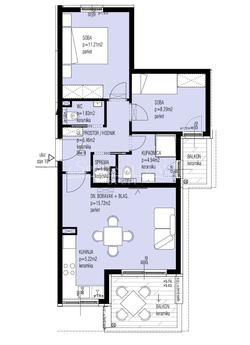 Wohnung zum Kauf 177.000 € 2 Zimmer 58 m²<br/>Wohnfläche 2.<br/>Geschoss Seget