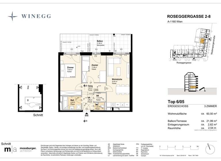 Wohnung zum Kauf - Erstbezug 396.400 € 3 Zimmer 60,5 m² EG Roseggergasse 2-8 Wien 1160