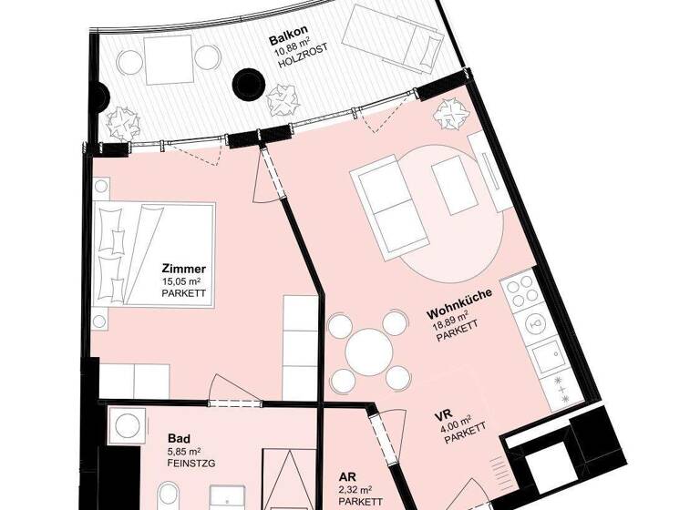 Wohnung zur Miete 843 € 2 Zimmer 46,1 m² 1. Geschoss Wien 1100