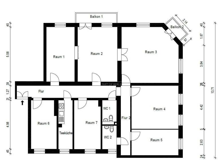 Wohnung zum Kauf provisionsfrei 899.000 € 7 Zimmer 164,5 m² 1. Geschoss Breite Str. 4A Pankow Berlin 13187