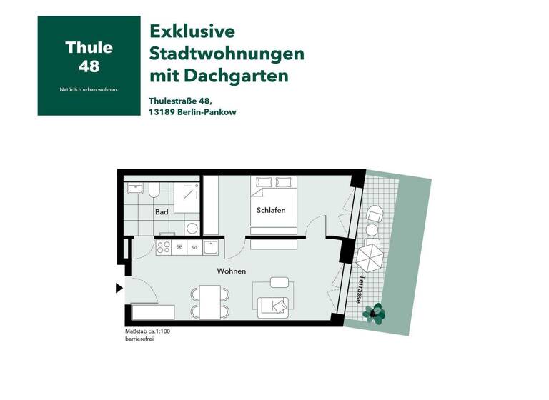 Wohnung zum Kauf - Erstbezug provisionsfrei 419.500 € 2 Zimmer 51,2 m² EG Thulestraße / Ecke Neumannstraße 48 Pankow Berlin 13189