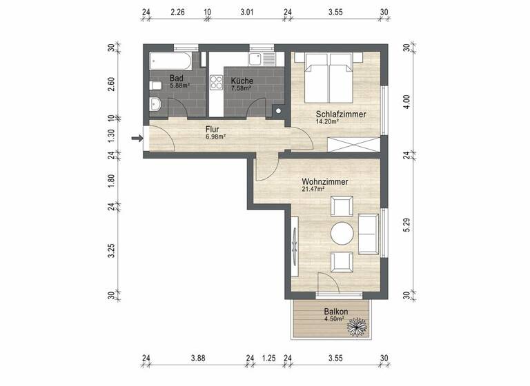 Wohnung zum Kauf 139.000 € 2 Zimmer 58 m² 1. Geschoss Pirna 01796