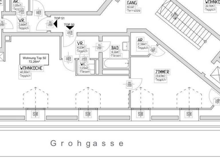 Wohnung zur Miete 1.301 € 2 Zimmer 72,3 m² Wien 1050