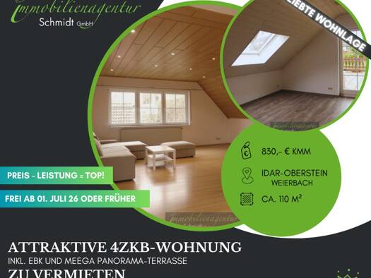 Wohnung zur Miete 830 € 4 Zimmer 110 m² 1. Geschoss Idar-Oberstein 55743