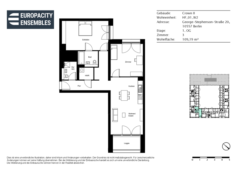 WG-Zimmer zur Miete - Erstbezug 2.190 € 3 Zimmer 109,2 m² 1. Geschoss George-Stephenson-Straße 20 Moabit Berlin 10557
