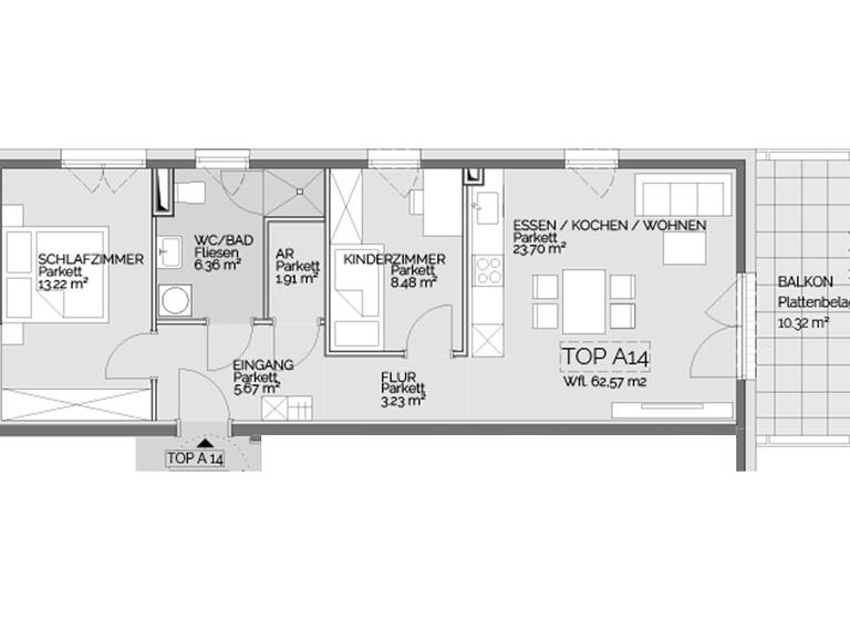 Wohnung zum Kauf 254.000 € 3 Zimmer 62,6 m²<br/>Wohnfläche 1.<br/>Geschoss Liezen 8940