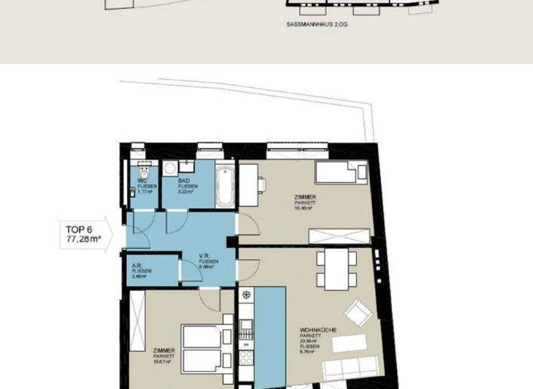 Wohnung zur Miete 895 € 3 Zimmer 77,3 m² 2. Geschoss frei ab 01.05.2026 St. Pölten 3100