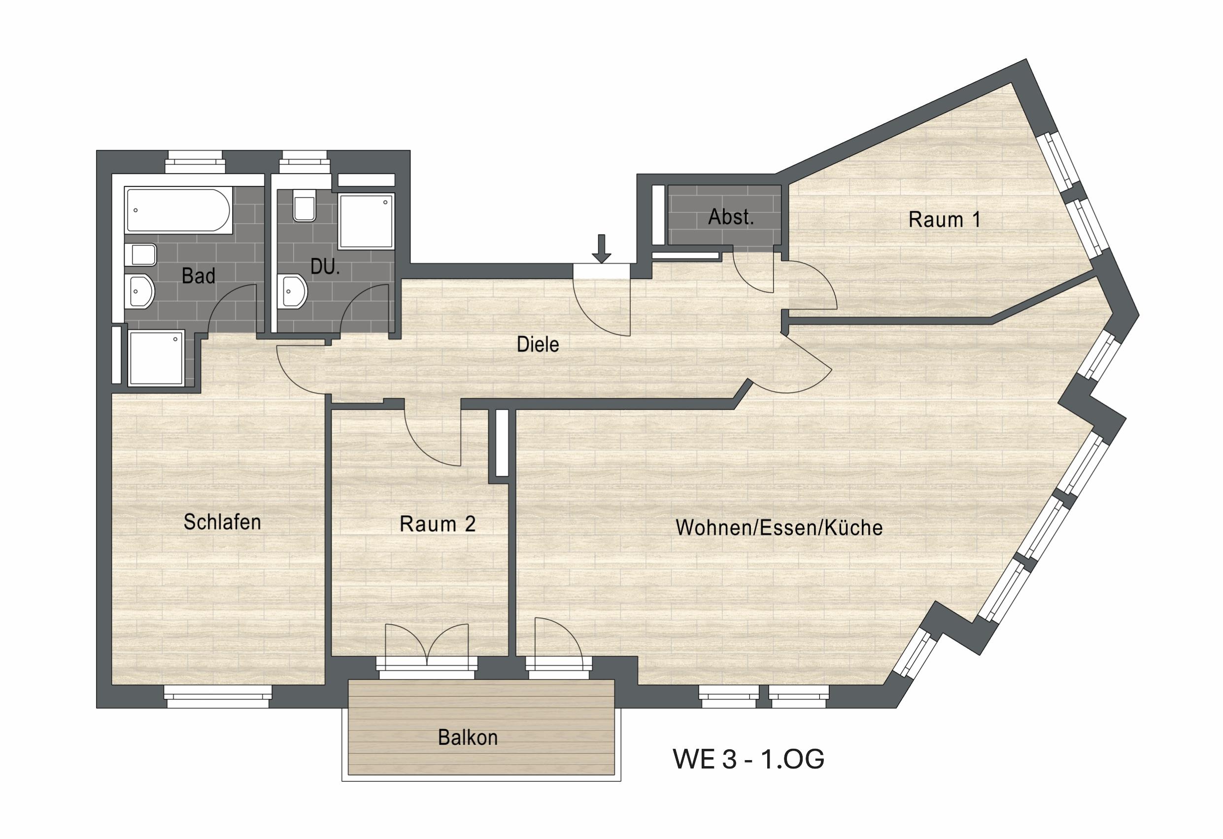 Wohnung zum Kauf 840.000 € 4 Zimmer 135 m²<br/>Wohnfläche 1.<br/>Geschoss 01.04.2025<br/>Verfügbarkeit Werden Essen 45239