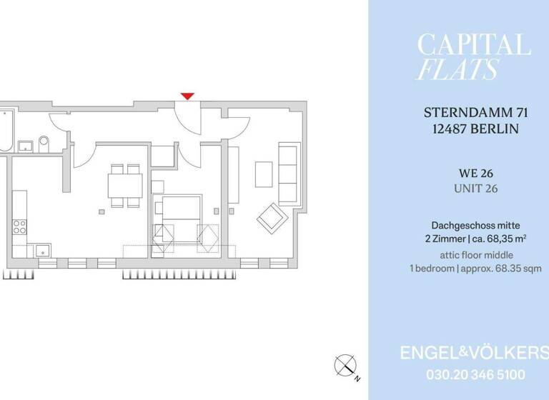 Wohnung zum Kauf provisionsfrei 269.000 € 2 Zimmer 68,4 m² 4. Geschoss frei ab sofort Sterndamm 71 Johannisthal Berlin 12487